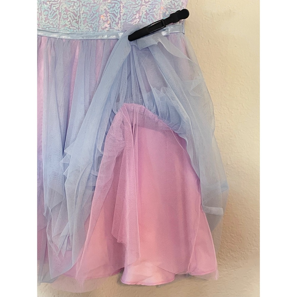 Jona Michelle Girls Size 8 Blue Lavender Sequin Tulle Party Dress CO5790 - Picture 3 of 9